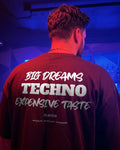 Camiseta oversize negra SEX DREAMS TECHNO EXPENSIVE TASTE de FLIRTEO colección NIGHT CLUB para techno