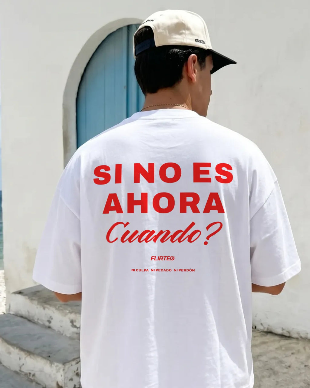 Camiseta oversize 240 gr SI NO ES AHORA CUANDO de Flirteo