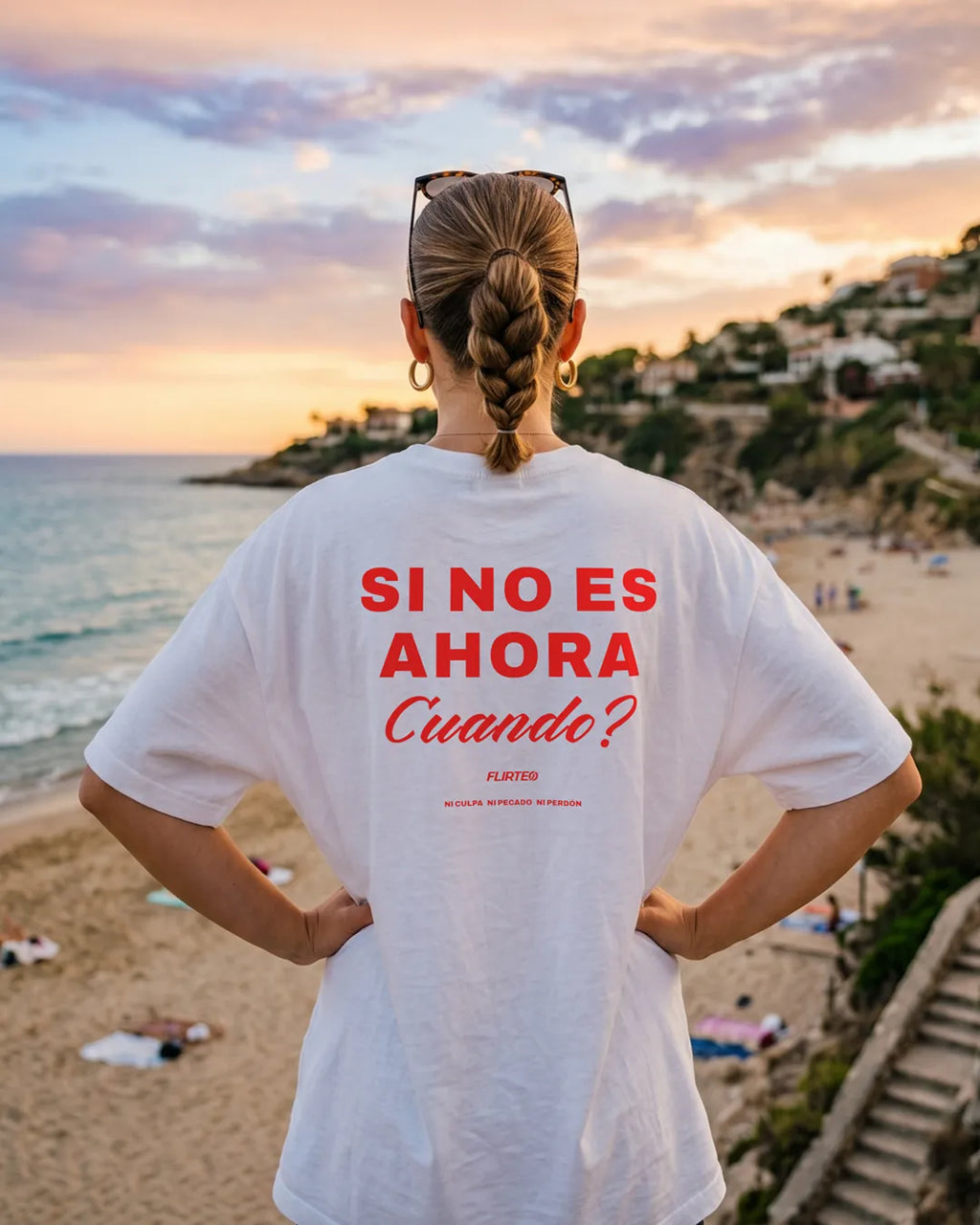 Camiseta oversize SI NO ES AHORA CUANDO de FLRITEO 240 gr