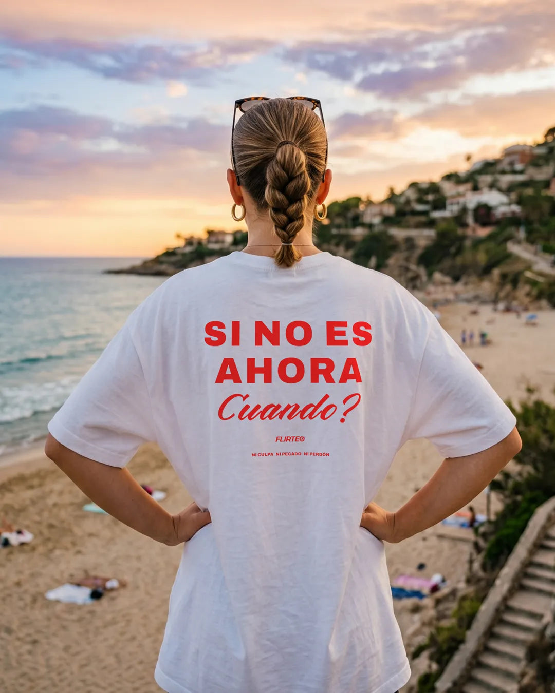 Camiseta oversize SI NO ES AHORA CUANDO de FLRITEO 240 gr