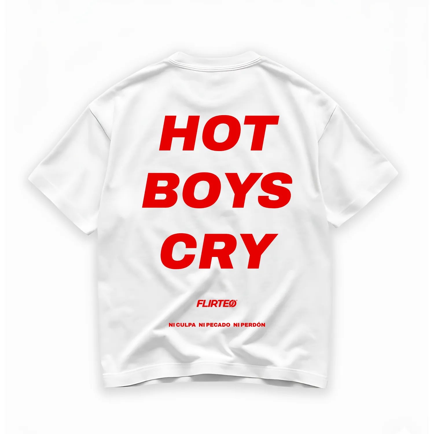 Camiseta oversize HOT BOYS CRY de FLIRTEO en blanco